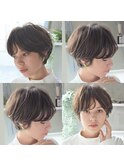 前髪あり丸みショートボブ大人かわいいひし形20代30代40代50代