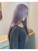 ラベンダーカラー/ケアブリーチ/フェミニンロング/ワイドバング