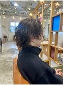 ダークアッシュ/アッシュブラック/カルマパーマ/ベリーショート