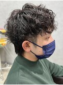 メンズパーマセンターパートマッシュツイストスパイラルパーマ