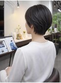 2脱白髪染め/白髪ぼかしハイライト/ダークグレージュ/ショート