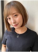 丸みが可愛いショート/ころんとボブ/ニュアンスカラー/透明感