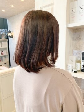 キャアリー(Caary) 福山市美容室Caary人気 赤みコーラルカラーさらさらストレート