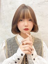 ロンド クラン 岡崎(Lond Clan)&nbsp;小顔ヘア　ヌーディーカラー　韓国ボブ　切りっぱなしボブ