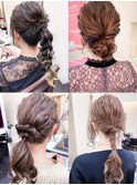 後れ毛ヘアセット結婚式編み込み女子会池袋波巻きポニーテール