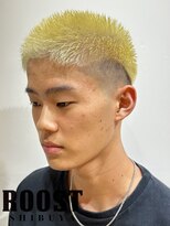 ルースト 渋谷店(ROOST)&nbsp;フェード坊主×ブリーチ抜きっぱスタイル