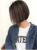 ハイライトバレイヤージュダブルカラーショートカット30代40代