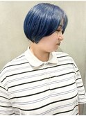 ＊/かわいい愛されブルーカラー寒色系カラー前髪あり30代40代3