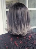 大人ショートボブヘアくびれショート白髪染めグレイカラー40代