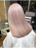 ピンクベージュピンクミルクティーブリーチありダブルカラー