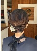 《華やかさ×きちっと感》編み込みまとめ髪 結婚式 ヘアアレンジ