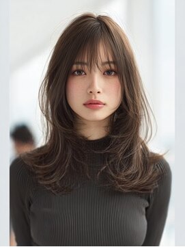 ダル 渋谷/表参道(DAL.) 大人レイヤーシースルーバングダークブラウンベージュ