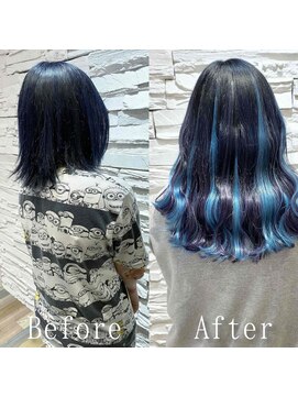 あるじゃんすー 新宿店 スカイブルー#シールエクステ#ラフウェーブ#伸ばしかけヘア#新宿