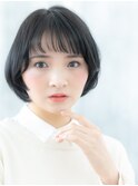 オン眉黒髪くせ毛風ショートマッシュボブe古河20代30代40代