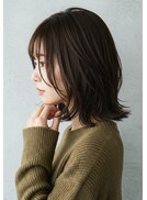 30代40代外ハネミディアムレイヤー髪質改善酸性ストレート