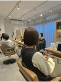切りっぱなしボブ/コンパクトボブ/ミルクティーベージュ
