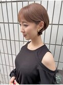 大人かわいい耳かけショート　ブリーチなしベージュ渋谷mutsuki