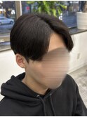 フェザーパーマ/グレーブルーカラー／刈り上げショートパンク