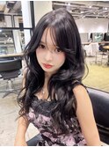 グレージュロング韓国ヘア顔周りレイヤー_F41138