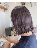 切りっぱなしブリーチハイライトピンクパープル