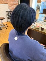 ヴァンカウンシル 清須店(VANCOUNCIL)&nbsp;メンズウルフ×裾カラー インナーカラー ブルー/Wカラー