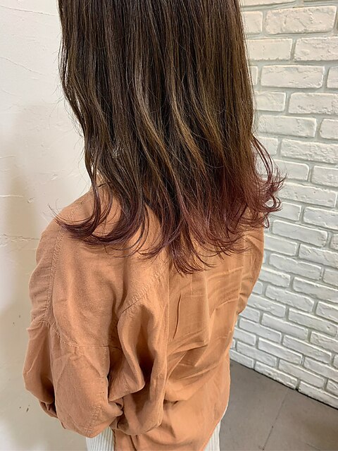 裾カラー/ピンク/ミディアム