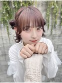 アイドルぱっつんラベンダーミルクティーくらげヘアアレンジ