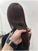 韓国顔まわりレイヤーカットグレージュオリーブベージュブラウン