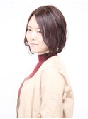 大人可愛い20代30代40代小顔ワンサイドショートボブ丸み前下がり