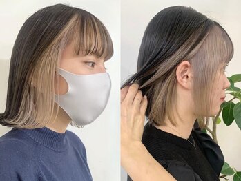 リムレスバイサンク 万代 新潟駅(LIMLESS by cinq)の写真/《*お客様の魅力を引き出すカラーデザイン*》ブリーチカラーの透明感のある色味で、おしゃれな印象に＊