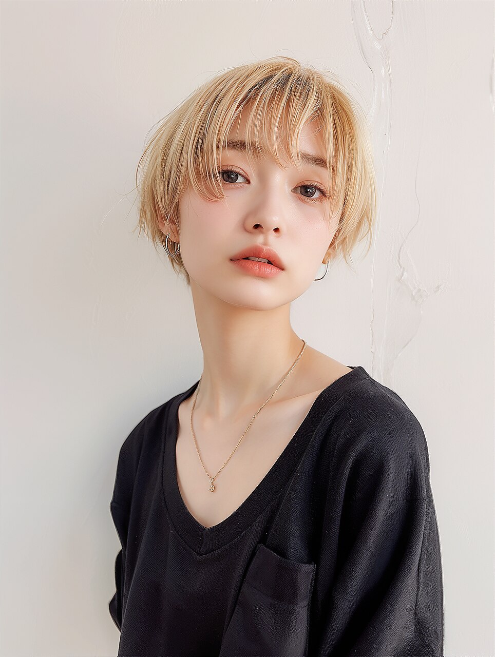 大人かわいい小顔ひし形金髪ショートボブ：L234458047