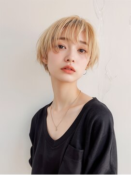 アンヘアー(UNHAIR by shiomiH) 大人かわいい小顔ひし形金髪ショートボブ