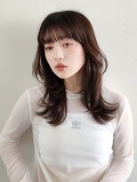 タブーセントラル(TABOO Central)&nbsp;セミロングレイヤーカット/暗め艶ブラウンベージュ/大橋直武