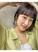 切りっぱなし外ハネボブ×ナチュラルイヤリングカラー