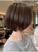 表参道髪質改善カラーウルフショートカットベージュアッシュ40代