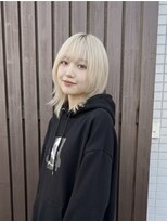 フィールエー 南原町店(feel.a)&nbsp;【 feel.a山形×南原 】ブリーチ×ミルクティーベージュ×ボブ