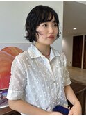 ボブパーマ　レイヤーボブダークグレー　ワンレンボブニュアンス