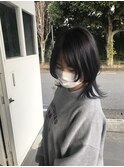 130. 黒髪レイヤー/外ハネウルフ/顔周り/ナチュラル