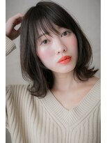 カバーヘア ブリス 上尾西口店(COVER HAIR bliss)&nbsp;シースルーバング黒髪小顔外ハネくびれミディY上尾30代40代50代