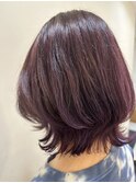 ダブルカラー/パープルカラー/暗め紫カラー/ウルフカット/カット