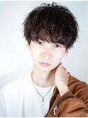 メンズ 波巻きパーマ束感ショートマッシュ