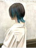 ウルフ/ショートウルフ/インナーカラーブルー