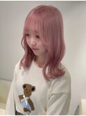11554艶髪ホワイトピンクラベンダーミルクティー韓国風巻きボブ