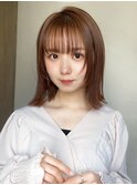 美髪ミディアムストレート/寒色系カラー/極細ハイライト