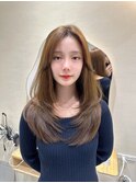 ロングレイヤーミディアムレイヤーカット韓国ヘア顔まわりカット