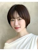 ｛岩田莉奈｝地毛風縮毛矯正美髪髪質改善ショートボブ　新宿