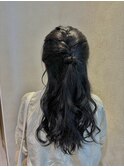 編み込みハーフアップ