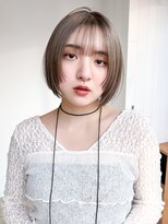 アルバム 銀座(ALBUM GINZA) ボブ韓国ヘアオリーブベージュ前髪カット_F21401