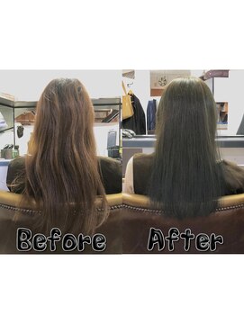 カミケン 方木田店(kamiken.) 透明感オリーブグレージュ大人ストレート【カミケン方木田店】