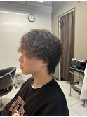 波巻きツイストスパイラルパーマ 王道ウルフ メンズウルフ
